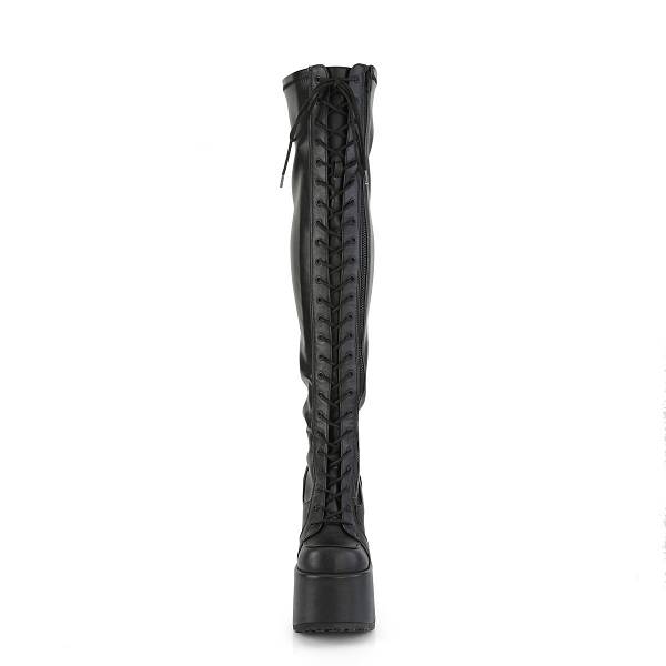 Demonia Women's Camel-300 Platform Thigh High Boots - Black Str Vegan Leather D3052-86US Clearance
